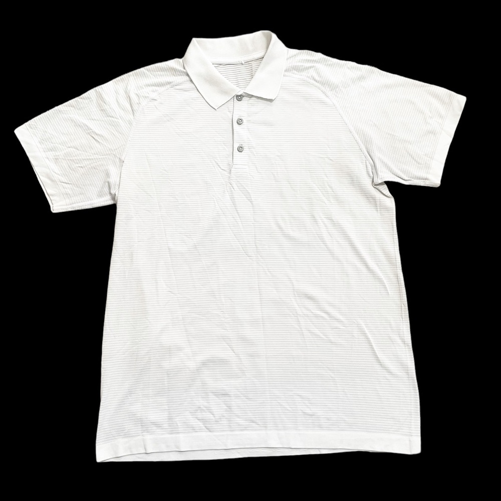 Lululemon Metal Vent Tech Polo Short Sleeve Shirt White Size Large Golf